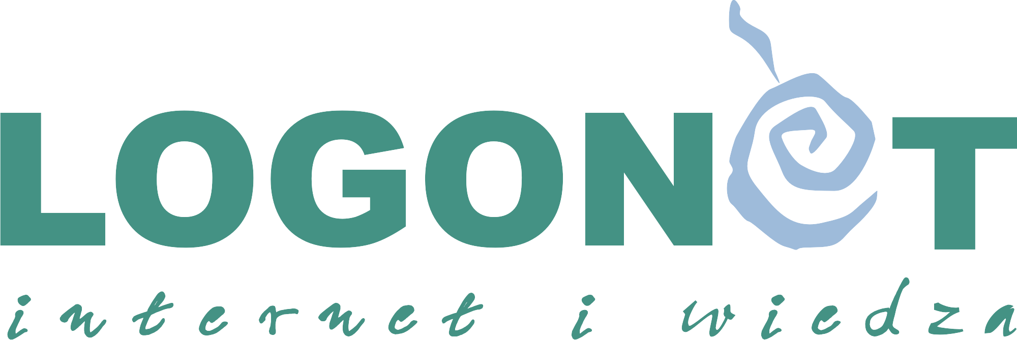 Zielony logotyp firmy Logonet "internet i wiedza"